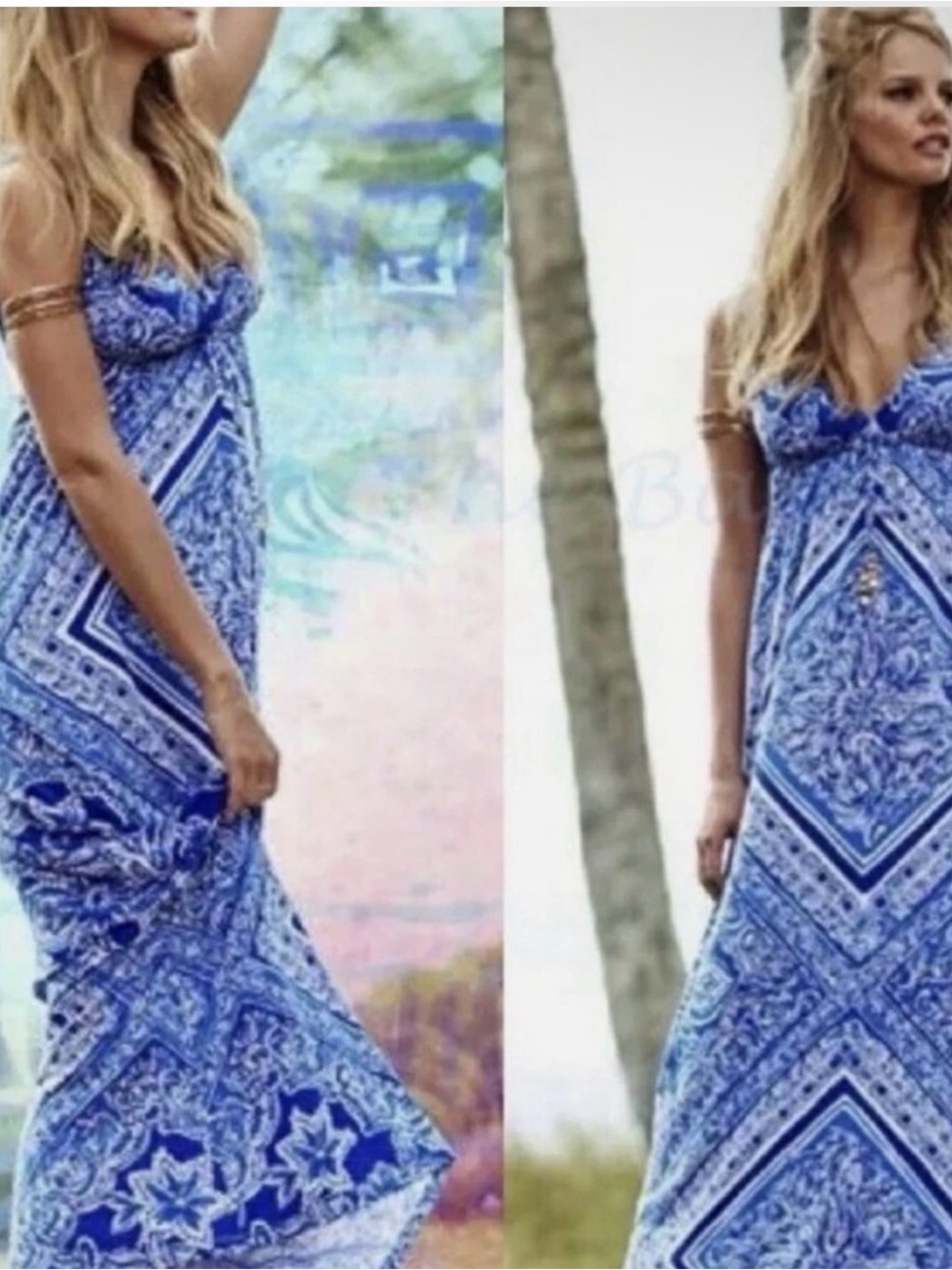 Nearly new- Lilly Pulitzer Miraflora Blue Crush  Maxi Dress sz L